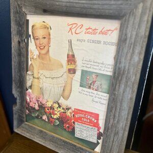 Mid century Ad in rustic wood frame